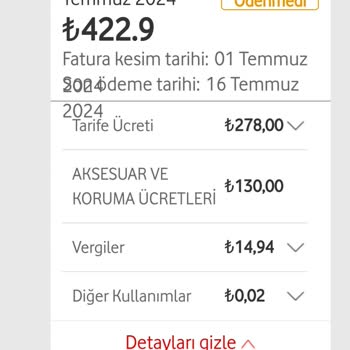 Vodafone Aksesuar Ve Koruma Ücreti