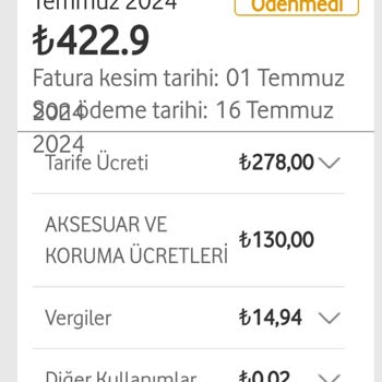 Vodafone Aksesuar Ve Koruma Ücreti