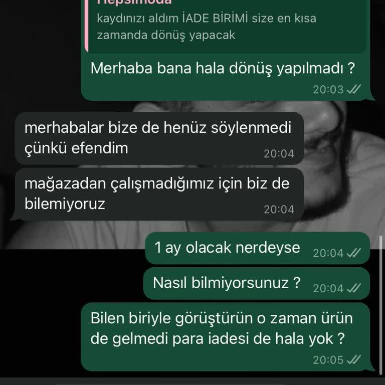 Hepsimoda Ürünü Göndermedi Para İadesi Yapmıyor