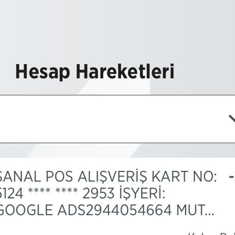 Google AdSense Google ADS2944054664 Kartan İzinsiz Para Çekimi