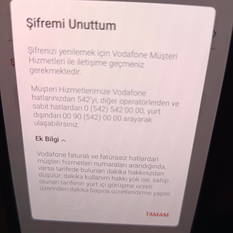 Vodafone Güvenli Depo Şifremi Unuttum