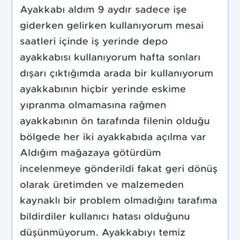 Sneaks Up Üretici Hatası Değişim Yapılmıyor