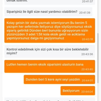 Migros Sanal Market Eksik Sipariş