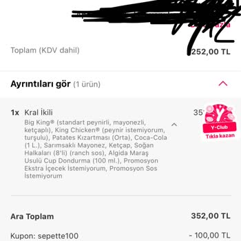 100. Yıl Burger King Eksik Ürün!