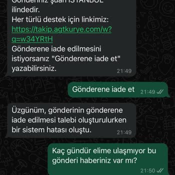 AGT Kurye (aynigunteslim.com) 45 Gündür Teslim Edilmeyen Banka Kartları Ve Çözüm Bulamayan Destek