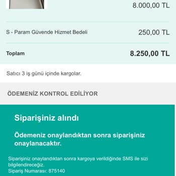 Sahibinden Param Güvende İle Yapmış Olduğum Alışverişten Dolayı Şikayetçiyim