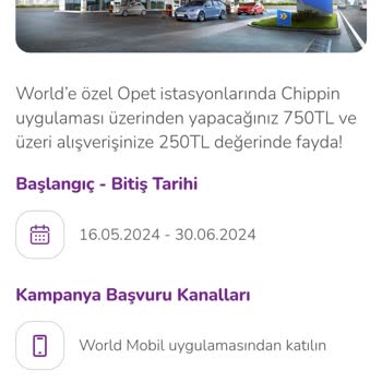 Opet Chippin Yakıt Puan Kampanyası