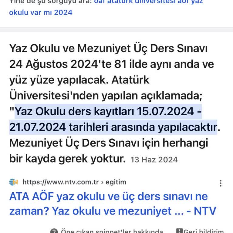 Atatürk Üniversitesi Yaz Okulu Atatürk