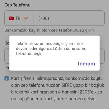 ING Cep Mobil Teknik Hata Sorunu