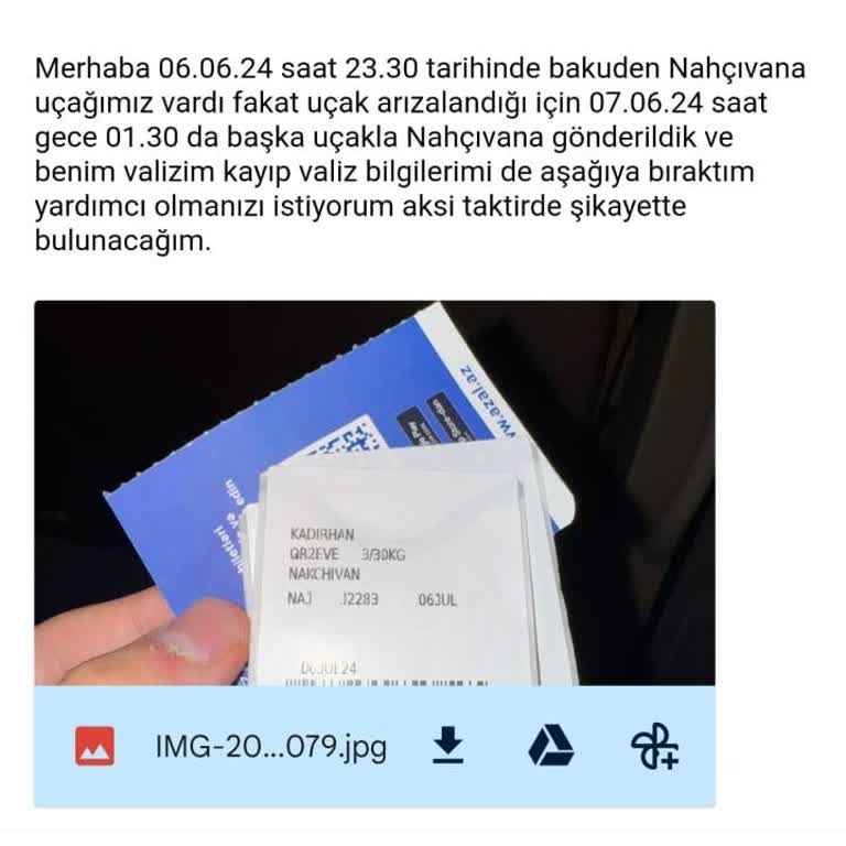 Azal Havayolları Havayollarında Kaybolan Valizim