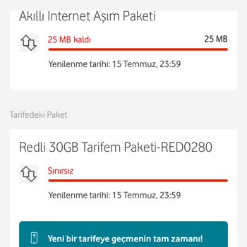 Vodafone Red30 GB Tarife Yanlışlığı