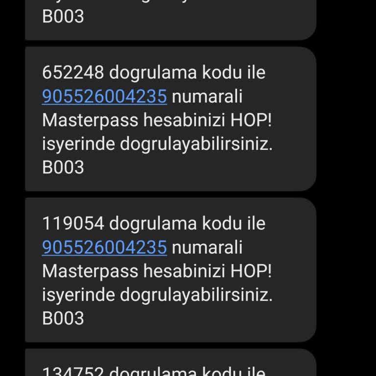 Masterpass Garanti BBVA Adına Doğrulama Hop İş Yerinden Doğrulama Kodu Geliyor.