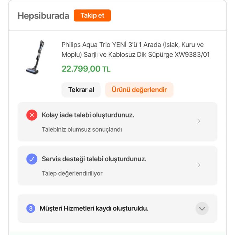Hepsiburada Süpürge İade Kabul Etmemesi