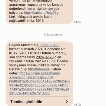 Kablo Net TÜRKSAT Kablo Kopması Nedeniyle 10 Aydır Hizmet Alamıyorum
