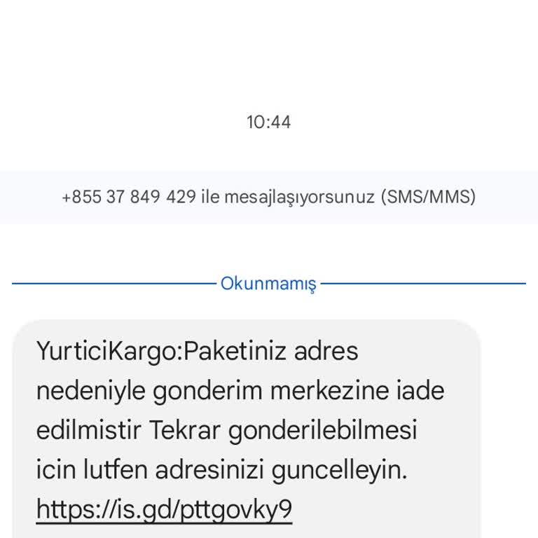 Kargo'dan Paketim Olduğunu İddia Eden Mesaj