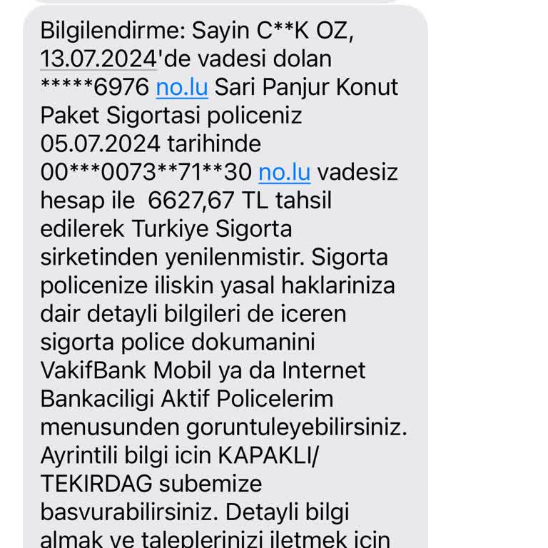 VakıfBank Sarı Panjur Konut Sigortası İptal Etmek İstiyorum