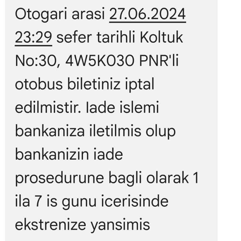 Obilet İade Ücretini Yatırmadı