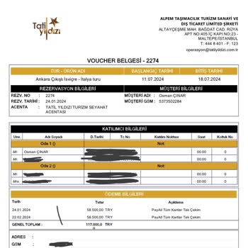 Tatil Yıldızı İptal Olan Tur Ücreti İadesi