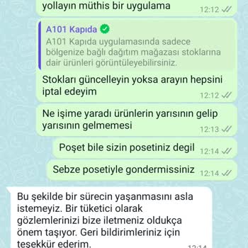 A101 Kapıda Uygulamasının Kafalarına Göre Ürün İptali Ve Değişikliği.