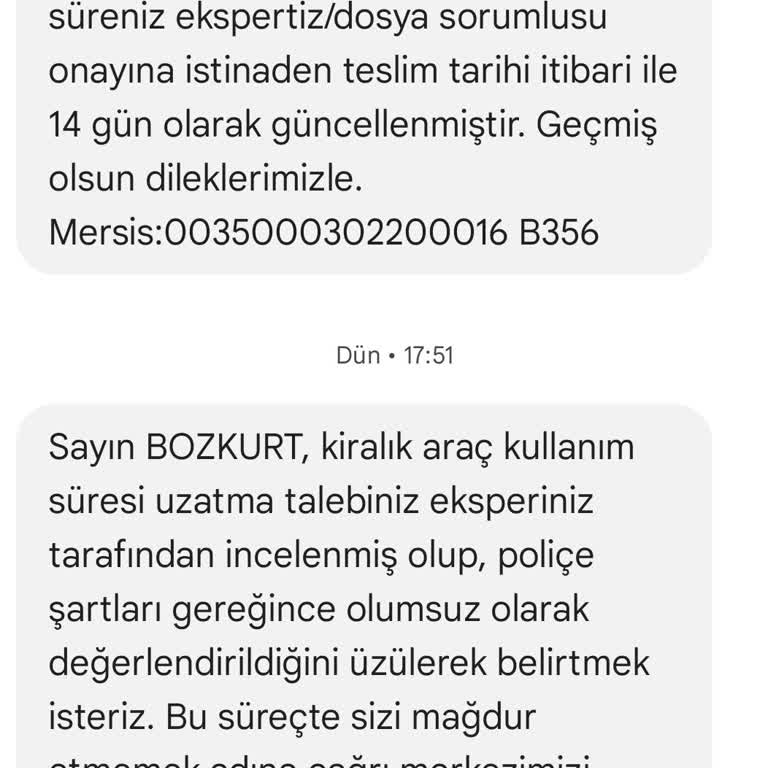 Aksigorta Mondial Firması İkame Araç Problemi