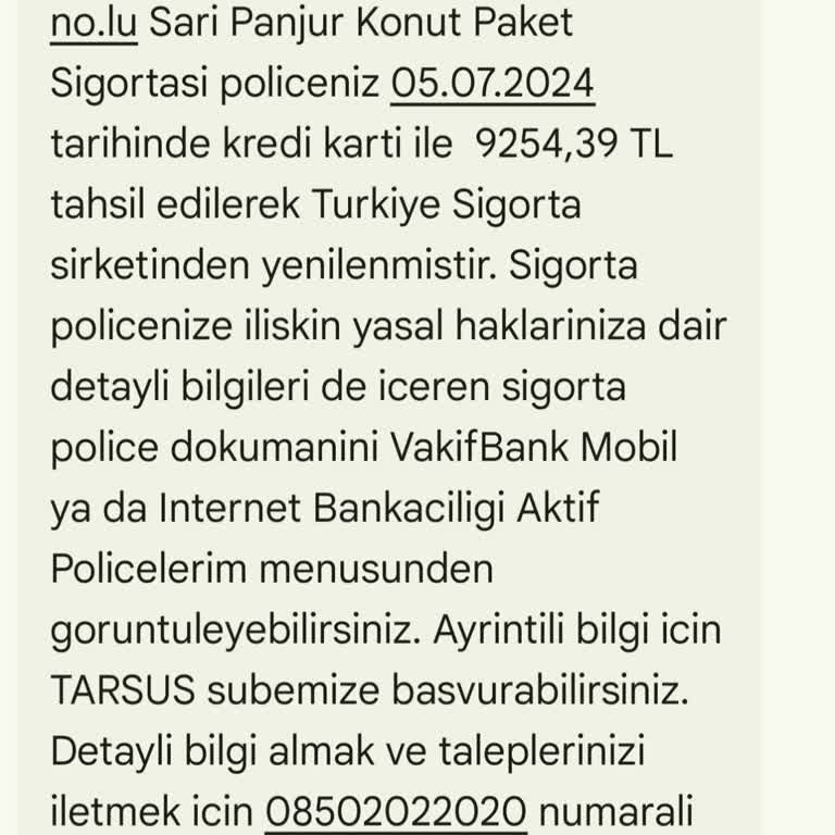 VakıfBank Sarı Pancur Konut Sigortası Adı Altında Sigorta Kesilmesi