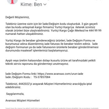 Avansas Bozuk Dijitsu VN11 Hava Soğutucunun Ücret İadesini Yapmıyor