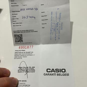 Ersa Saat Casio Saat Su Aldı