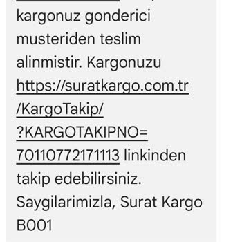 Sürat Kargo Şirketinden Şikayetçiyim Bilgilendirme Mesajı Almadım