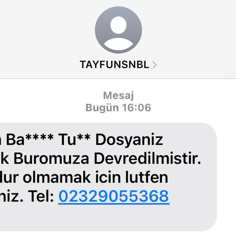 TAYFUNSNBL (SMS) Tayfunsnbl Hukuk Bürosundan Mesaj Geldi