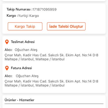 Athletic Zone Kargoya Eksik Bilgi Verilmesi Nedeniyle Siparişimin İptali