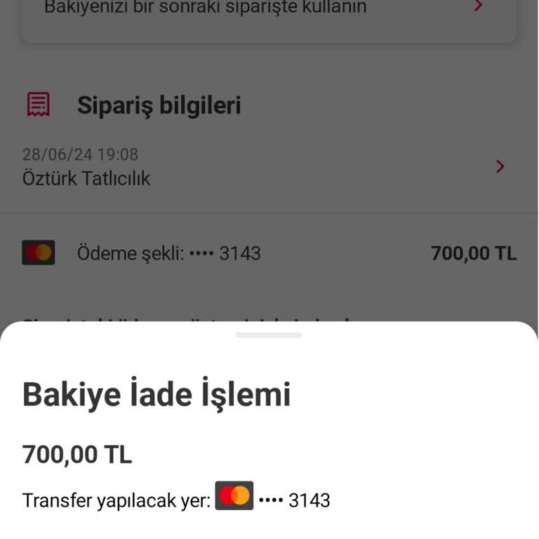 Yemeksepeti Ücret İadesi Sağlamaması