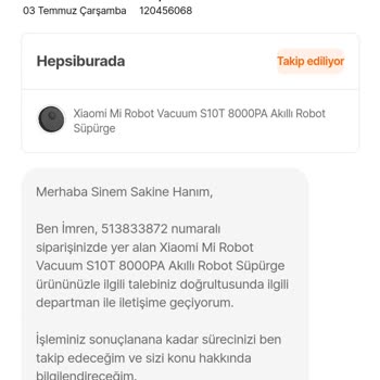 Hepsiburada Robot Süpürgemi Serviste Kaybetti