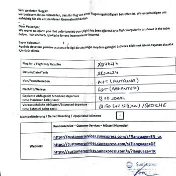 Sunexpress Tazminat Sorunu Ve Muhatap Bulamama