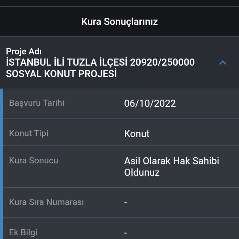 TOKİ Tuzla Kura Sonuçları