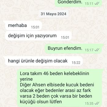 Butik Miss Karan Değişim İçin Gönderdiğim Elbiseleri Göndermedi.
