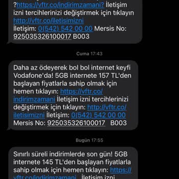 Vodafone Pişmanlığı SMS Bıktırdı