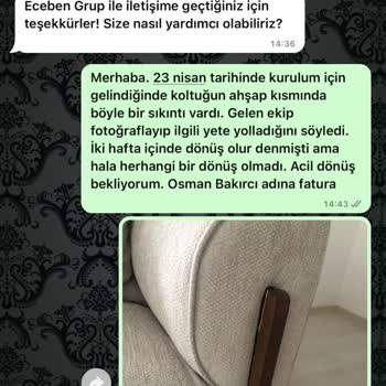 Divanev Kusurlu Koltuk Kurulumu Yapıp, Bir Daha Geri Dönmedi.