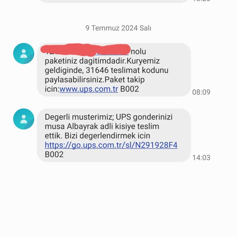 UPS Türkiye Bana Kargo Teslim Ettiğini İddia Ediyor.