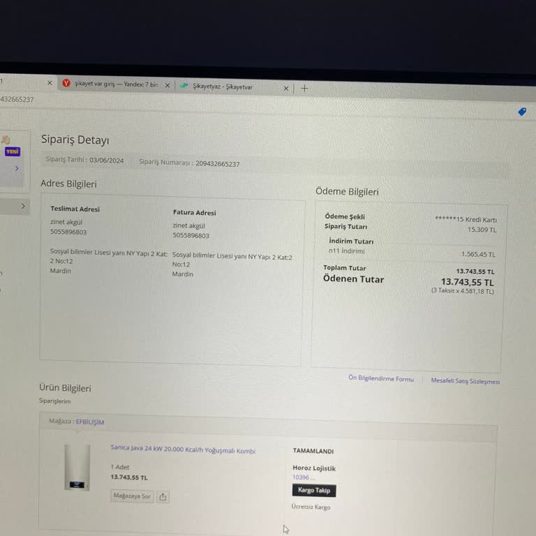 Horoz Lojistik'ten Şikayetim Var