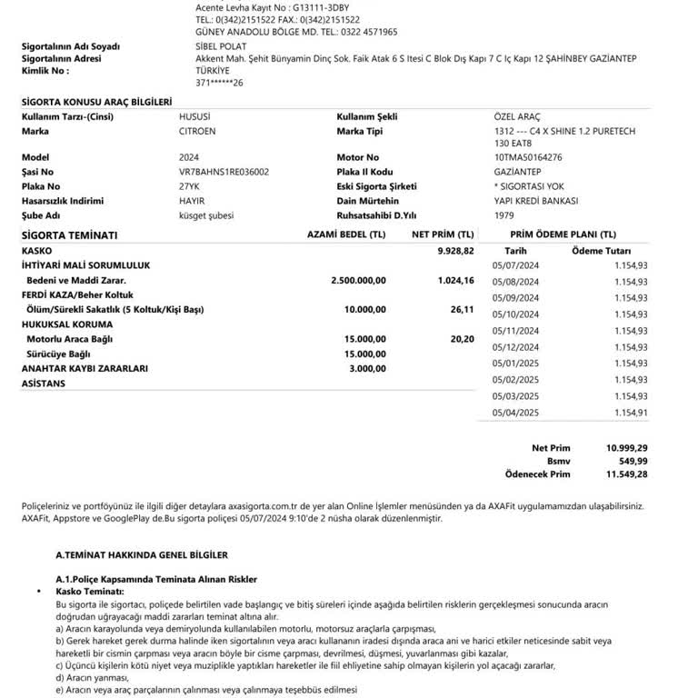 Axa Sigorta Acentesi İle Yaşanan Olumsuz Deneyim