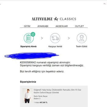 Altınyıldız Siparişimi Kaybedip 3 Aydır Oyalıyor