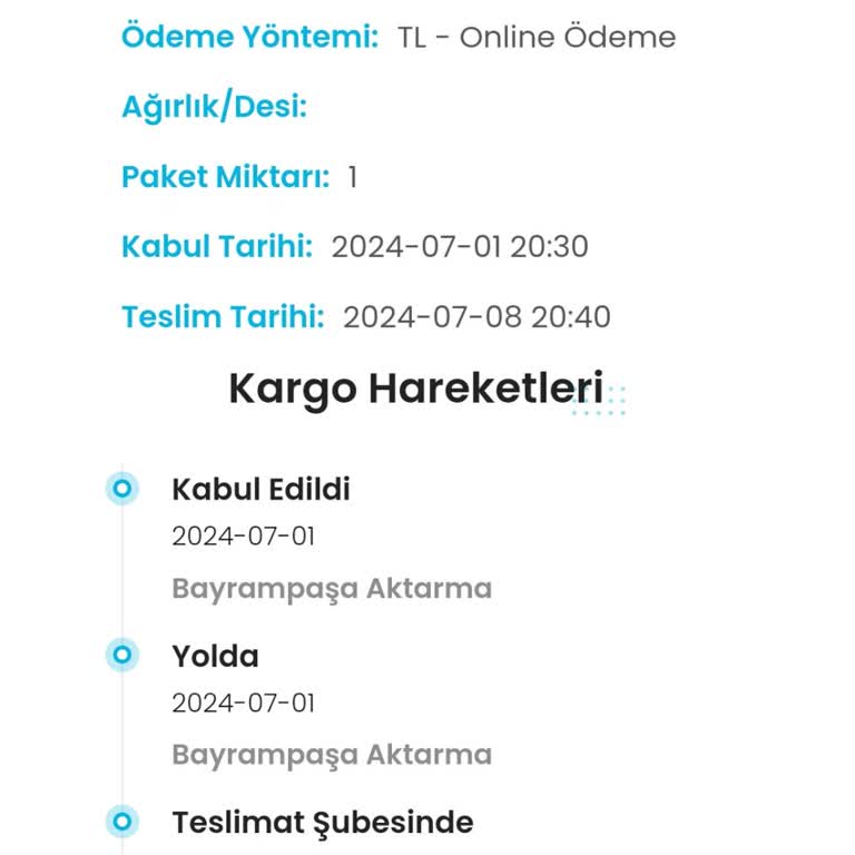 Kargoist Firmasi Tarafından Ulaşmayan Kargo