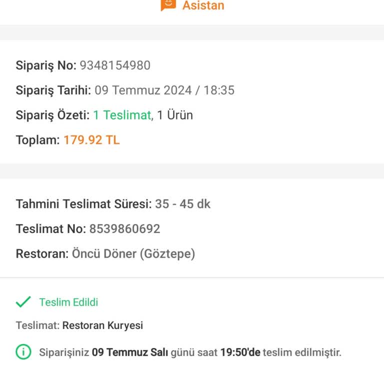 Öncü Döner Trendyol Yemek Siparişim Teslim Edilmedi Ve Destek Alamıyorum