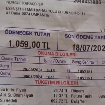 İBB - İstanbul Büyükşehir Belediyesi Aşırı Yüksek Gelen Su Faturasından Şikayetçiyim!