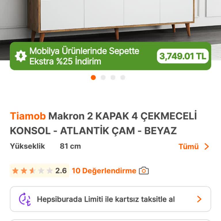 Tiamob Makron 2 Kapaklı 4 Çekmeceli Konsol Hepsiburada