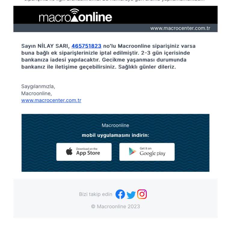 Macro Center Akmerkez Macro'dan Bir Başka Mağduriyet