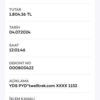 Akbank YDS Twelltrek.com İzinsiz Para Kesintisi