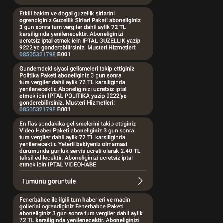 Türk Telekom 9222 Ücretli Servis