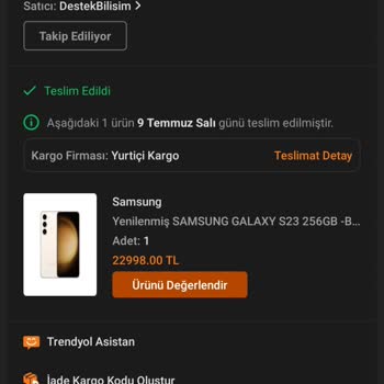 Destek Bilişim Yenilenmiş Samsung S23 Yanlış Renk Gönderildi