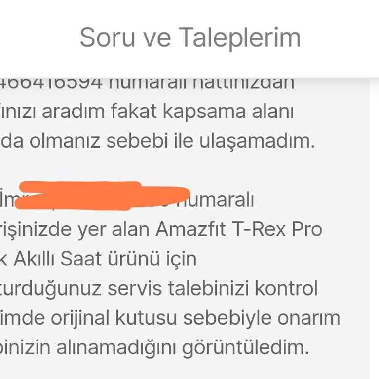 Amazfit Garanti Kapsamındaki Ürünü Tamir Etmiyor.